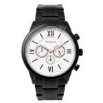 Tenmax Flynn 6120 Multi Function White Dial Black Chain Analog Watch For Men