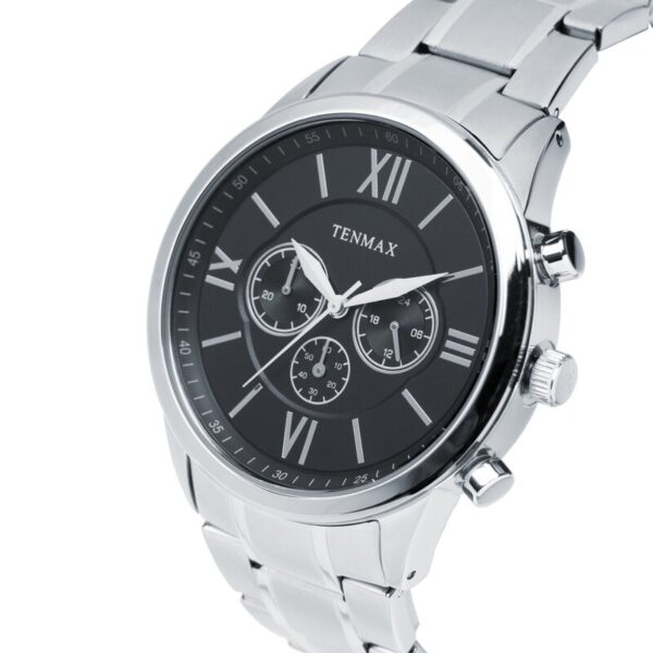 Tenmax Flynn 6120 Multifunction Black Dial 304 All Steel Analog Watch For Men