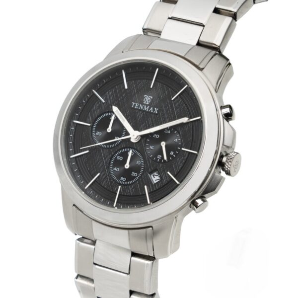 Tenmax Grand 6121 Multi Function Date Black Dial 304 All Steel Analog Watch For Men