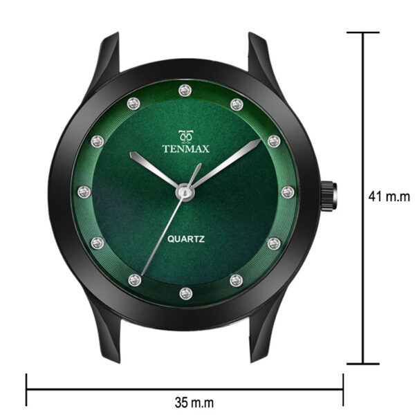 Tenmax Shadow Grace Collection Quartz T606 Green Dial Green Leather Analog Watch For Girls