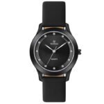 Tenmax Shadow Grace Collection Quartz T606 Black Dial Black Leather Analog Watch For Girls