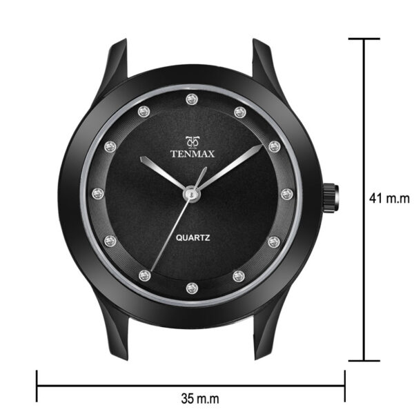 Tenmax Shadow Grace Collection Quartz T606 Black Dial Black Leather Analog Watch For Girls