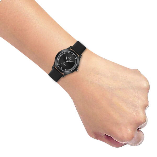 Tenmax Shadow Grace Collection Quartz T606 Black Dial Black Leather Analog Watch For Girls