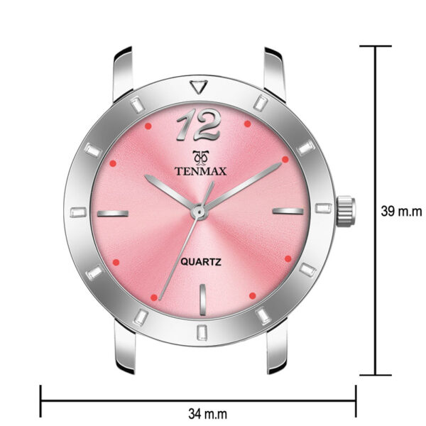 Tenmax OpalWrist Quarts 2053 Pink Dial Pink Leather Steel Analog Watch For Girls