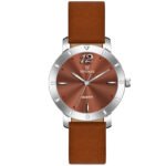 Tenmax OpalWrist Quarts 2053 Brown Dial Brown Leather Steel Analog Watch For Girls