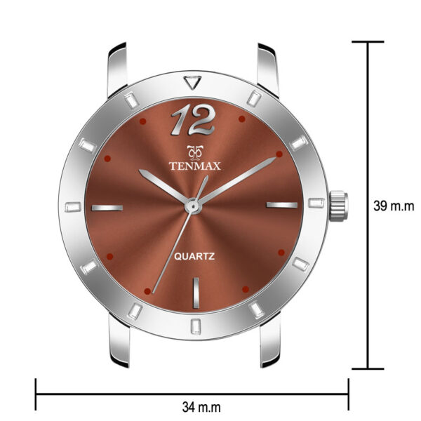 Tenmax OpalWrist Quarts 2053 Brown Dial Brown Leather Steel Analog Watch For Girls
