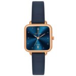 Tenmax Luxe Bloom Collection Quartz 1044 Blue Dial Blue Leather Rose Gold Analog Watch For Women