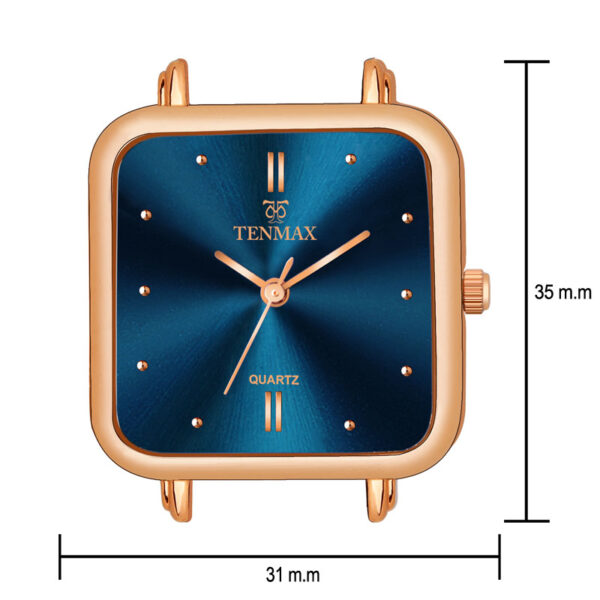 Tenmax Luxe Bloom Collection Quartz 1044 Blue Dial Blue Leather Rose Gold Analog Watch For Women