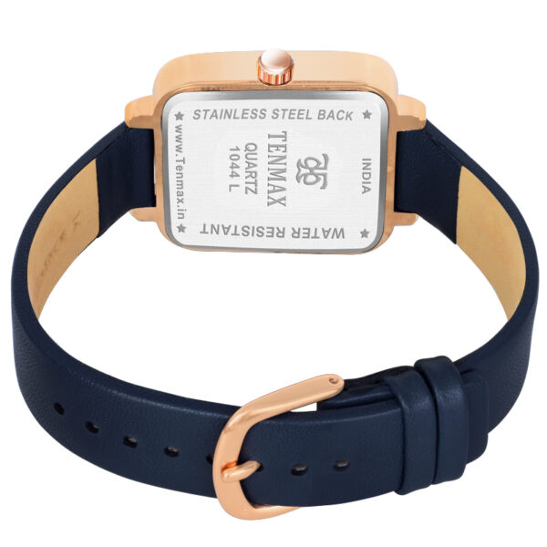 Tenmax Luxe Bloom Collection Quartz 1044 Blue Dial Blue Leather Rose Gold Analog Watch For Women