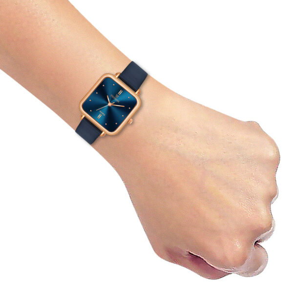 Tenmax Luxe Bloom Collection Quartz 1044 Blue Dial Blue Leather Rose Gold Analog Watch For Women