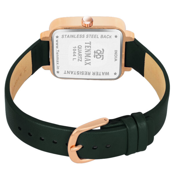 Tenmax Luxe Bloom Collection Quartz 1044 Green Dial Green Leather Rose Gold Analog Watch For Women