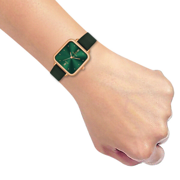 Tenmax Luxe Bloom Collection Quartz 1044 Green Dial Green Leather Rose Gold Analog Watch For Women