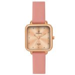 Tenmax Luxe Bloom Collection Quartz 1044 Beige Dial Pink Leather Rose Gold Analog Watch For Women