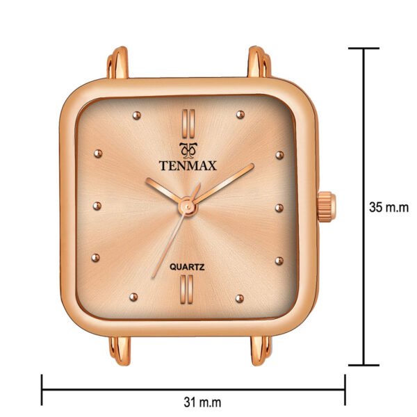 Tenmax Luxe Bloom Collection Quartz 1044 Beige Dial Pink Leather Rose Gold Analog Watch For Women