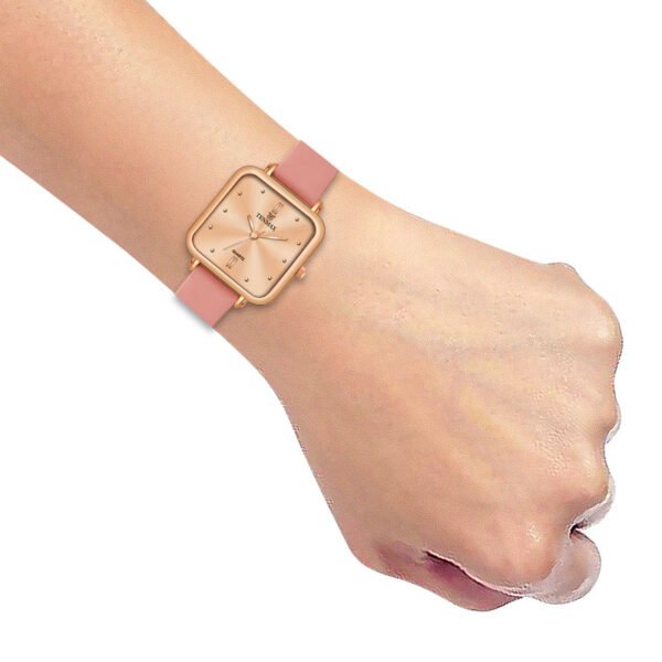 Tenmax Luxe Bloom Collection Quartz 1044 Beige Dial Pink Leather Rose Gold Analog Watch For Women