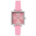 Tenmax Modern Mosaic Quartz 1041 Pink Dial Pink Leather Steel Analog Watch For Women