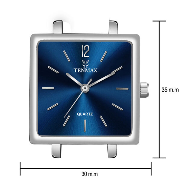 Tenmax Modern Mosaic Quartz 1041 Blue Dial Blue Leather Steel Analog Watch For Women