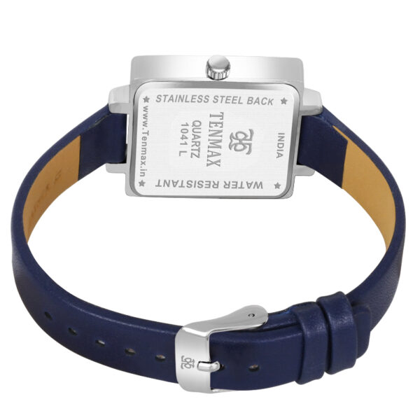 Tenmax Modern Mosaic Quartz 1041 Blue Dial Blue Leather Steel Analog Watch For Women
