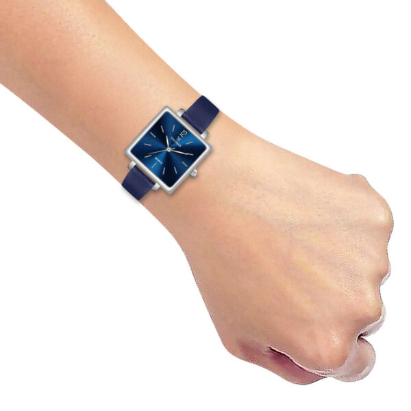 Tenmax Modern Mosaic Quartz 1041 Blue Dial Blue Leather Steel Analog Watch For Women