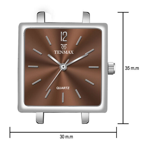 Tenmax Modern Mosaic Quartz 1041 Brown Dial Brown Leather Steel Analog Watch For Women