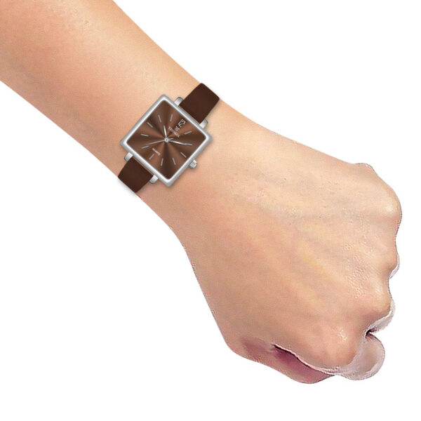 Tenmax Modern Mosaic Quartz 1041 Brown Dial Brown Leather Steel Analog Watch For Women