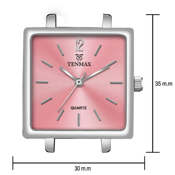 Tenmax Modern Mosaic Quartz 1041 Pink Dial Steel Analog Watch For Women