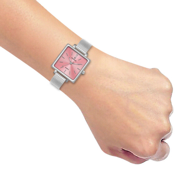 Tenmax Modern Mosaic Quartz 1041 Pink Dial Steel Analog Watch For Women