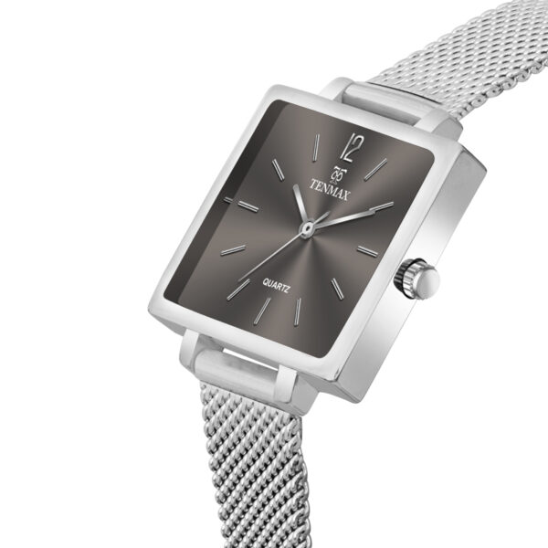 Tenmax Modern Mosaic Quartz 1041 Grey Dial Steel Analog Watch For Women