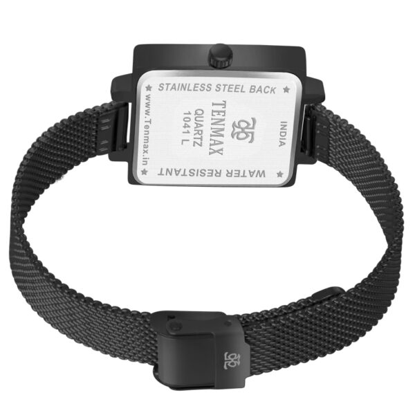 Tenmax Modern Mosaic Quartz 1041 Black Dial Black Metal Analog Watch For Women