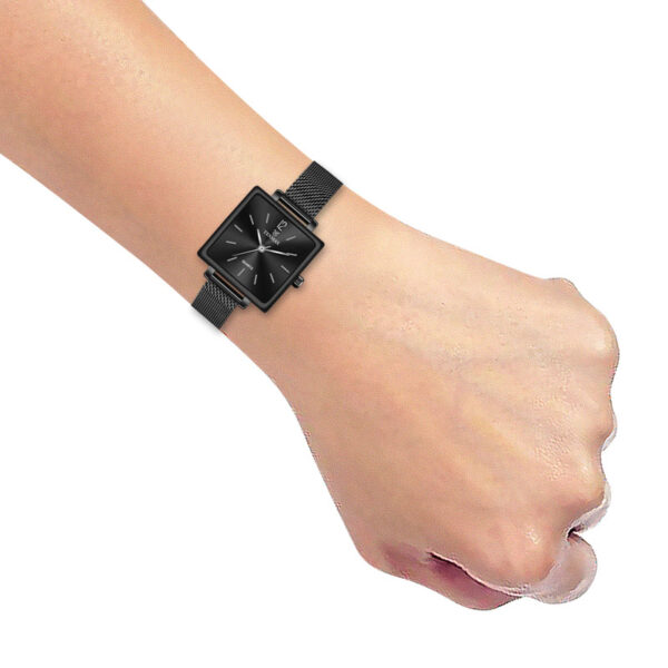 Tenmax Modern Mosaic Quartz 1041 Black Dial Black Metal Analog Watch For Women