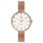 Tenmax Quartz 2188 White Dial Rose Gold Chain Analog Watch For Women
