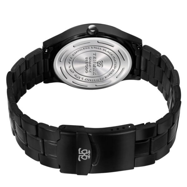 Tenmax Quartz 6117 Day Date Silver Dial Black Chain All Steel Analog Watch For Men