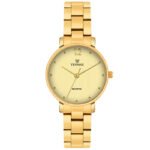 Tenmax Quartz 3016 Rich Gold Dial Analog Gold Watch For Women