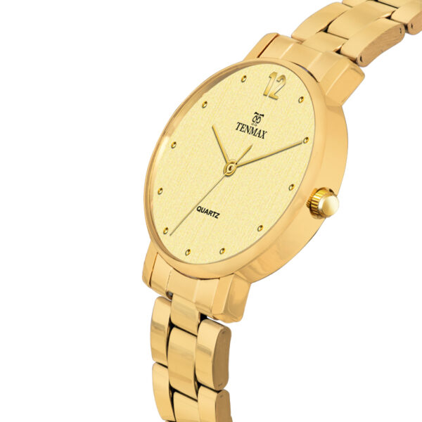Tenmax Quartz 3016 Rich Gold Dial Analog Gold Watch For Women