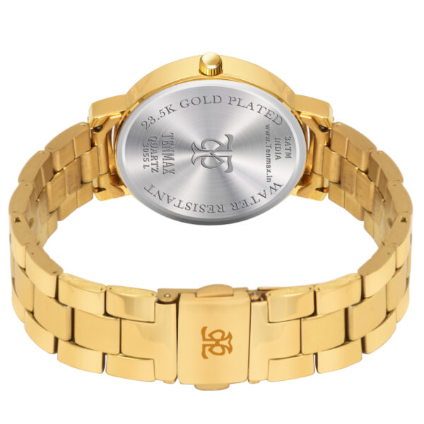 Tenmax Quartz 3016 Rich Gold Dial Analog Gold Watch For Women