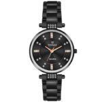 Tenmax Quartz D-13 Elegant Black Dial Black Chain Analog Watch For Women