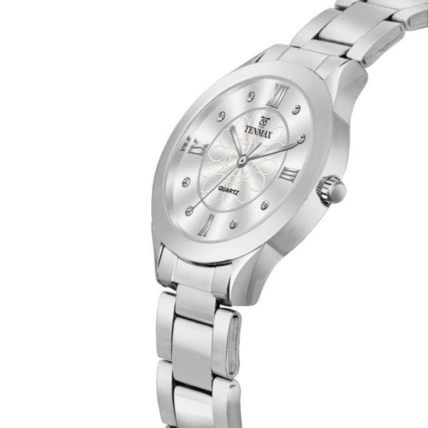 Tenmax Steeluxe Quartz Analog T606 Silver Dial Steel Watch For Girls