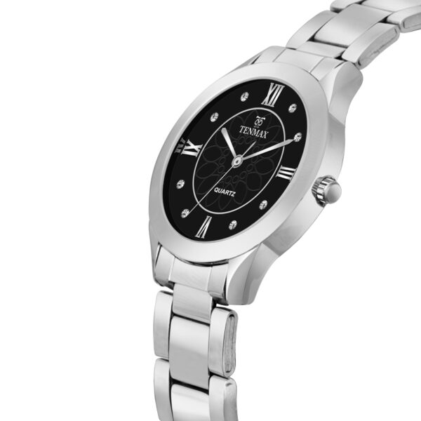 Tenmax Steeluxe Quartz Analog T606 Black Dial Steel Watch For Girls