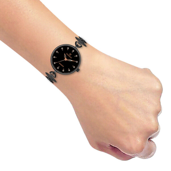Tenmax Quartz D'ziner 5924 Elegant Black Dial Black Chain Analog Watch For Women
