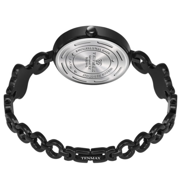 Tenmax Quartz D'ziner 5924 Sliver Dial Black Chain Analog Watch For Women