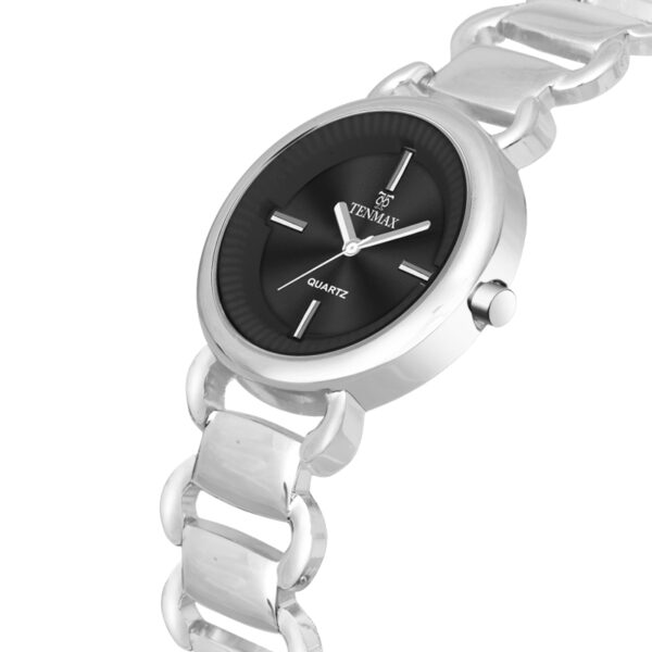 Tenmax Steeluxe Quartz Analog F027 Black Dial Steel Metal Watch For Girls