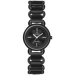 Tenmax Steeluxe Quartz Analog F027 Black Dial Black Metal Watch For Girls