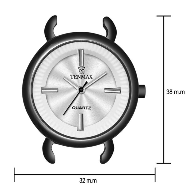 Tenmax Steeluxe Quartz Analog F027 Silver Dial Black Metal Watch For Girls
