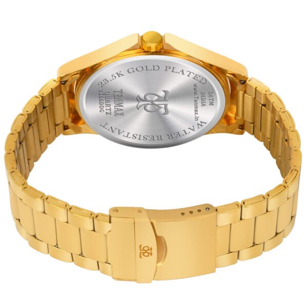 Tenmax Aura Quartz 1166 Day Date Gold Dial Gold Analog Watch For Men