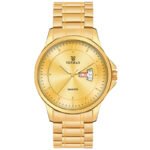 Tenmax Aura Quartz 1166YM Day Date Gold Dial Gold Analog Watch For Men