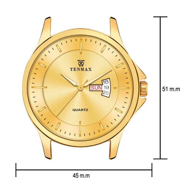Tenmax Aura Quartz 1166YM Day Date Gold Dial Gold Analog Watch For Men