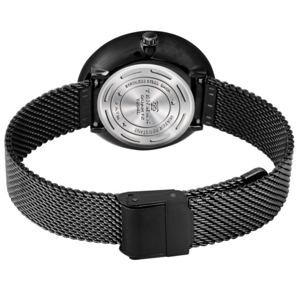 Tenmax Strand Quartz Glitter Butterfly 1054 Black Dial Black Metal Analog Watch For Women