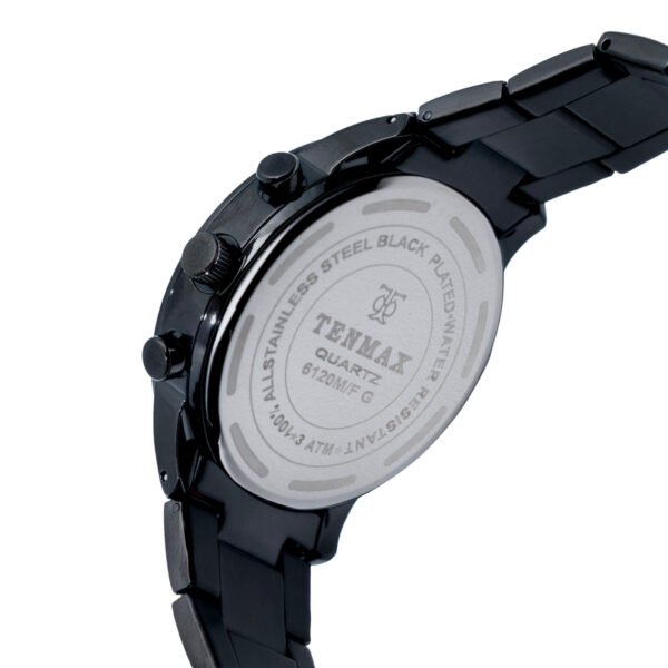 Tenmax Grand 6121 Multi Function Date White Dial Black Chain Strap Analog Watch For Men