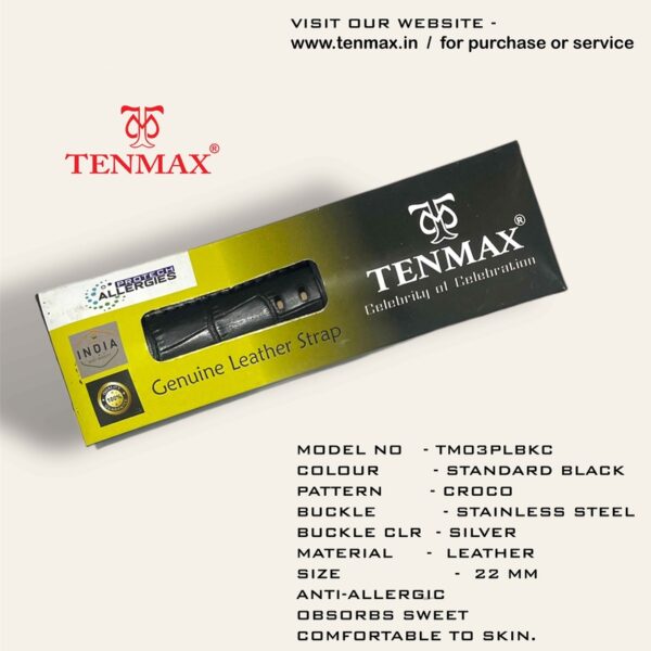 Tenmax 22mm TM05PLBKP Premium Leather Strap